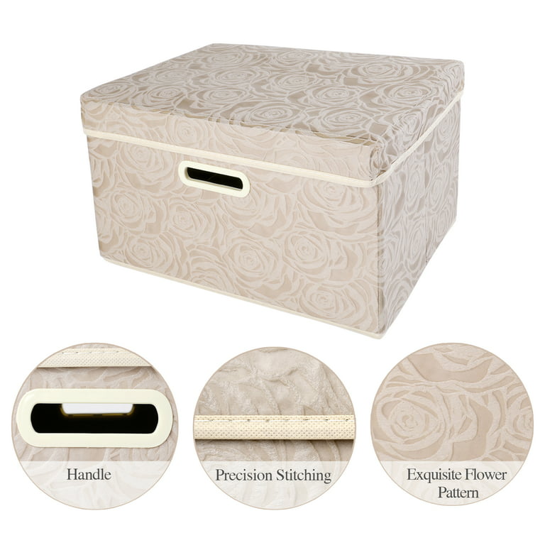 Decorative Storage Boxes with Lids – Set of 3 - Hard Thick Cardboard  Storage Box Lined with Fabric, Nesting Storage Baskets for Shelves, Closet