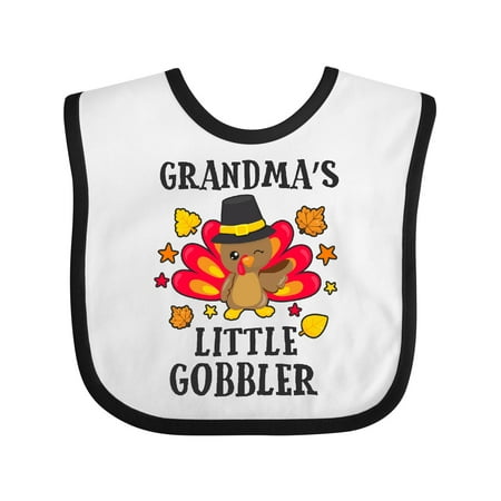 

Inktastic Grandmas Little Gobbler with Turkey and Leaves Gift Baby Boy or Baby Girl Bib
