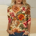 thumbnail image 2 of CYMMPU Spring Tops Crew Neck Floral Pattern 3/4 Sleeve Tunic Tops Fall Trendy Shirts Blouses for Women Dressy Casual Loose Fit Lightweight Basic Tees Multicolor XL, 2 of 5