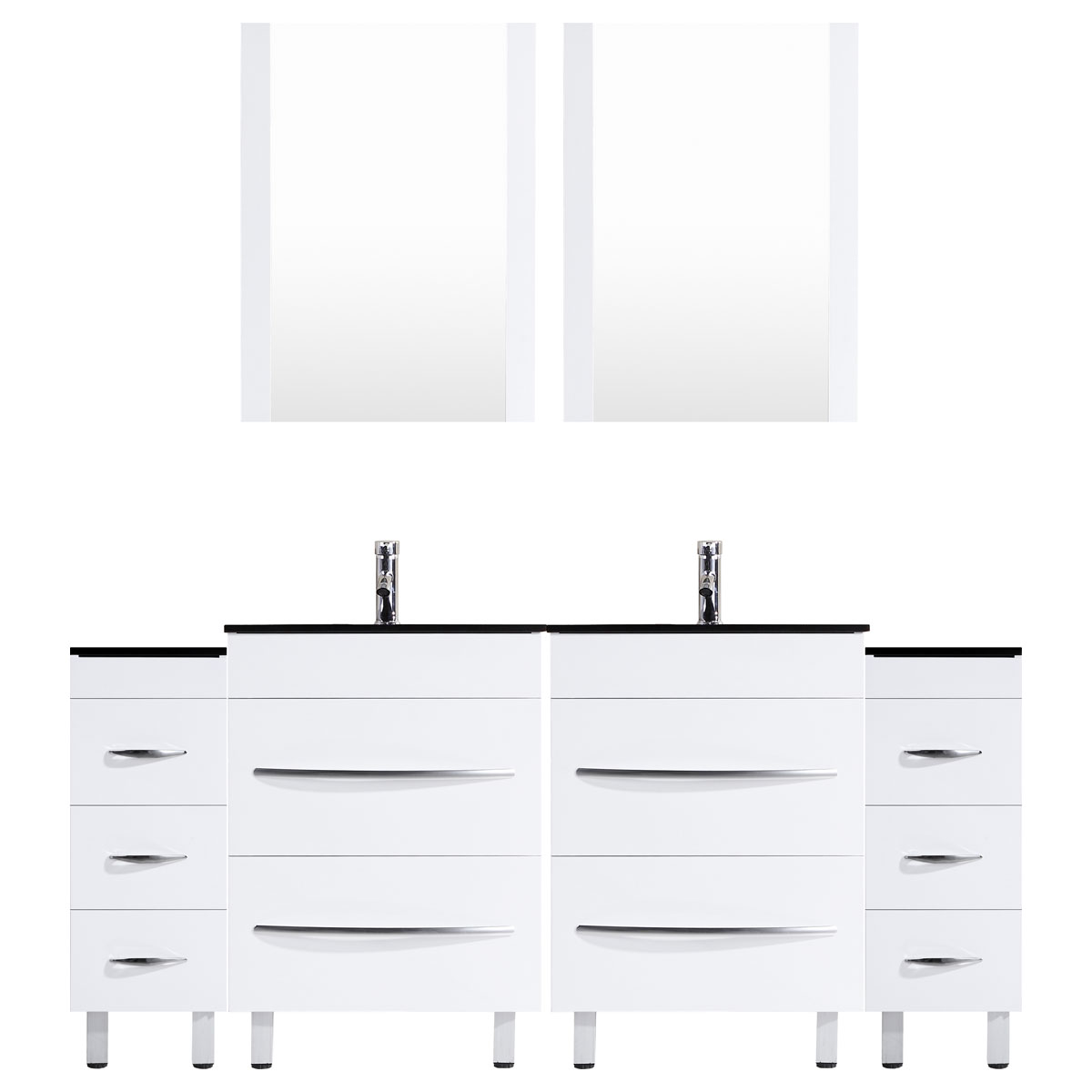 96 White Vanity Set Two 36 Sink Bases, Two 12 Drawer Bases (LV4C18