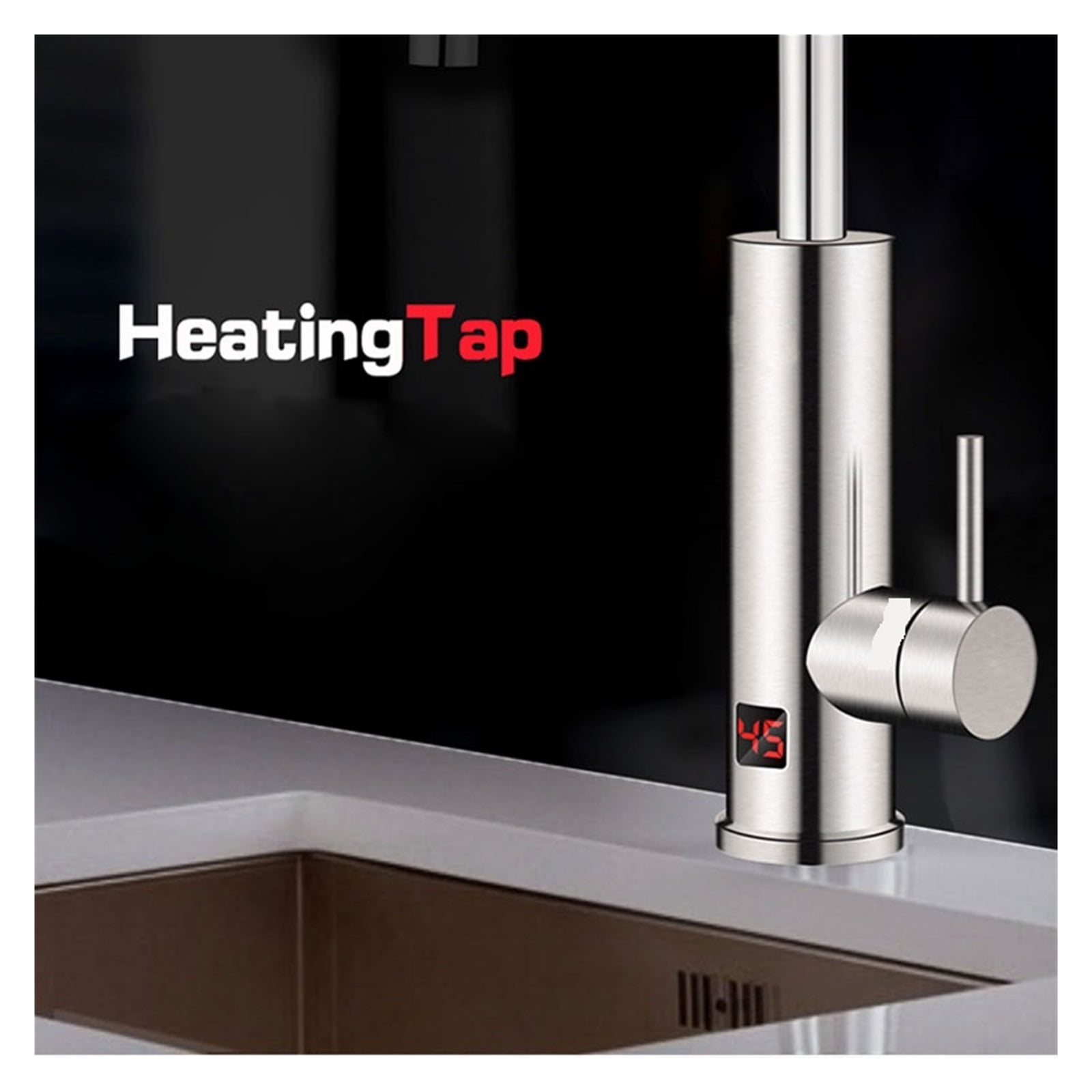 Instant Electric Water Heater Tankless Hot Water Heating Tap Kitchen Faucet Stainless Steel Tap with Temperature Display ,Rapid Water Heating