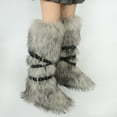 thumbnail image 3 of Women's Winter Warm Fluffy Faux Fur Knee High Snow Boots - Fashionable Cross Belt Buckle Boots, 3 of 5