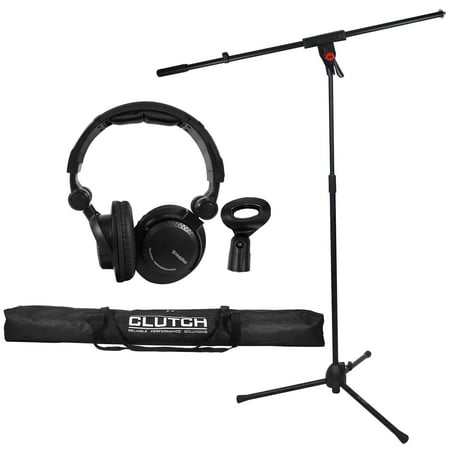 Clutch CL-MB100PK Microphone Boom Stand with Stingray Performance DJ Headphones Package