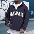 thumbnail image 1 of MHFRRA Sudadera con Capucha y Cremallera de Un Cuarto con Estampado de Letras, Informal, con Bolsillo Frontal, para Ropa de Calle, Moda, Ajuste Cómodo Marina de guerra, 1 of 3