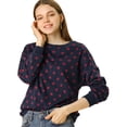 thumbnail image 1 of Blusa Allegra K Jersey de punto de Lunares de Manga Larga con cuello redondo Elástico Invierno otoño para Mujer Azul oscuro XL, 1 of 6