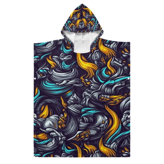 Kid Hooded Beach Towel Bath Poncho Towels Soft Absorbent Quick Dry for Boy Girl Fierce Fire and Smoke S