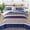 Blue Grey-Queen, variant on King Navy Blue Patchwork Striped 8 Piece Bed-in-a-Bag Bedding Set