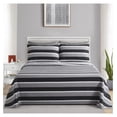 thumbnail image 4 of Ultra Soft Silky Deep Pocket Rich Printed Bedding Rayon from Bamboo All Season 4 Pieces Sheet Set with 2 Pillowcases, Black Grey Stripes Pattern /Single Size, 4 of 8