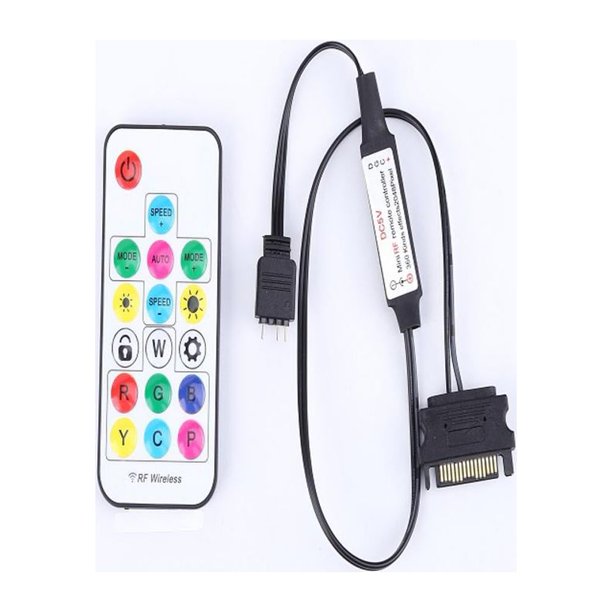5V 2.4G 17 teclas RGB LED Tira de luz Control remoto para caja (3 pines a SATA) 20 piezas PC