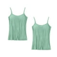 thumbnail image 3 of qolati 2PC Built in Bra Tank Tops for Women Sleeveless Solid Camisole Tops with Chest Pads Underwear One Thin Straps Sports Bottoming Shirt, 3 of 3