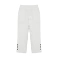 thumbnail image 5 of Nestiefly Capri Pants for Women - Split Button Elastic Waist Bermuda Knee Length Cotton Linen Capris Summer Casual Pedal Pushers with Pockets 2026 White M, 5 of 7