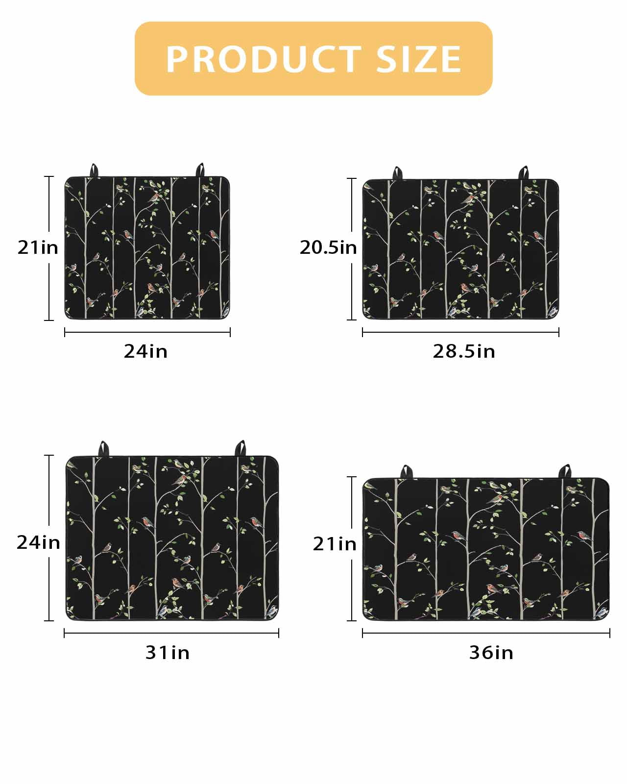 Large Induction Cooktop Protector Mat Sparrow Stove Top Covers for Electric Stove, Spring Birds on The Branches Vintage Country Black Decorative Stove Burner Cover Mats, Glass Top Stove Cover