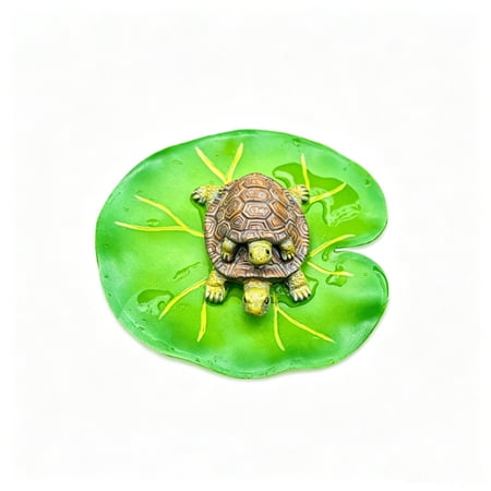 Floating Frog & Turtle Resin Ornament – Vivid Lotus Leaf Water Decor for Pond Fish Tank Garden Water Feature