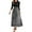 Black, variant on Women's Elegant Floral Stitching Belted Round Neck 3/4 Sleeve Dress, Fashion Casual Midi Dress with Feminine Details for Summer,Purple L