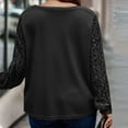 thumbnail image 3 of Ahdbta Womens Plus Size Tops Trendy Lace Patchwork Long Sleeve Tunic Shirts Solid Color Round Neck Casual Loose Fit Blouses, 3 of 6