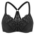 thumbnail image 1 of CHUANK Female Racerback Front Closure Unlined Underwire Bra for Women Black 34B, 1 of 6