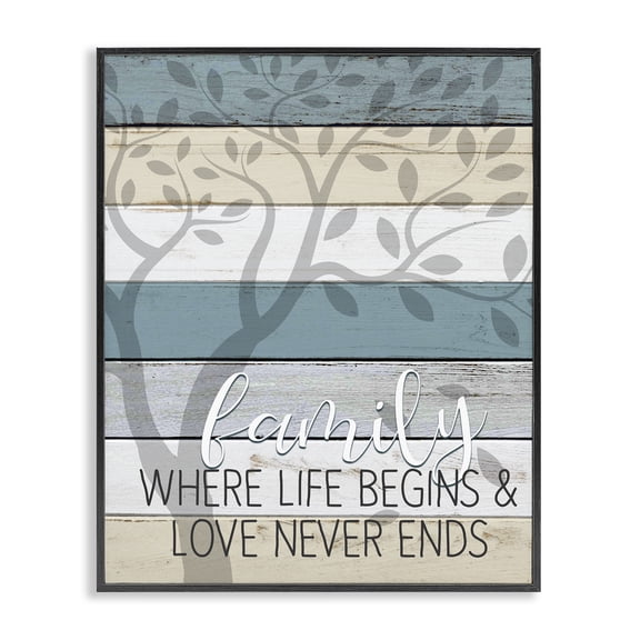 Stupell Industries Farmhouse Family Begin and End Quote Black Framed Giclee Art, 11 x 14, by Kim Allen