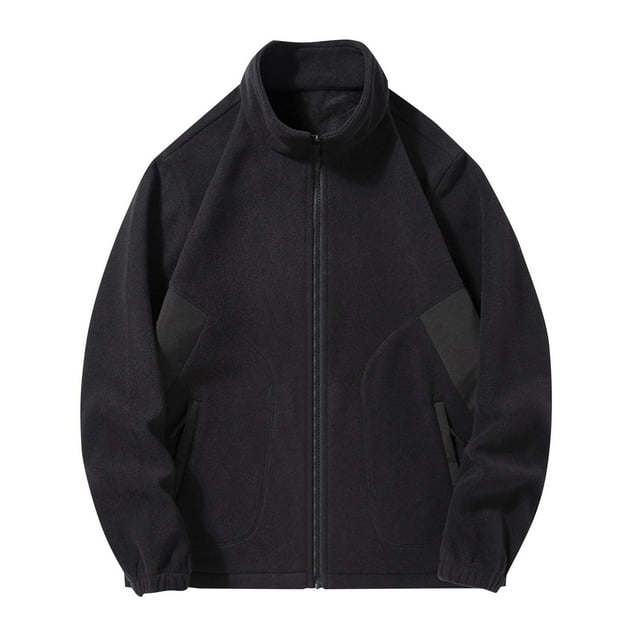 Veste à Col Montant pour Homme, Décontractée, Mode, Couleur Unie, en Molleton, avec Poches et Fermeture Éclair, Manches Longues