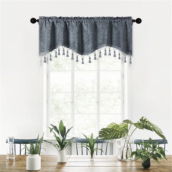 DcGZvy Valances for Windows Short Curtain Panel Blackout Window Valance With Tassels Elegant Valance for Kitchen, Living Room, Bedroom, Bathroom Home Window Decoration