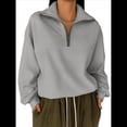 thumbnail image 2 of Sudaderas de Gran Tamaño para Mujer, Suéteres de Otoño, Sudaderas con Capucha de Moda, Suéter con Media Cremallera, Ropa de Larga. Gris L, 2 of 5