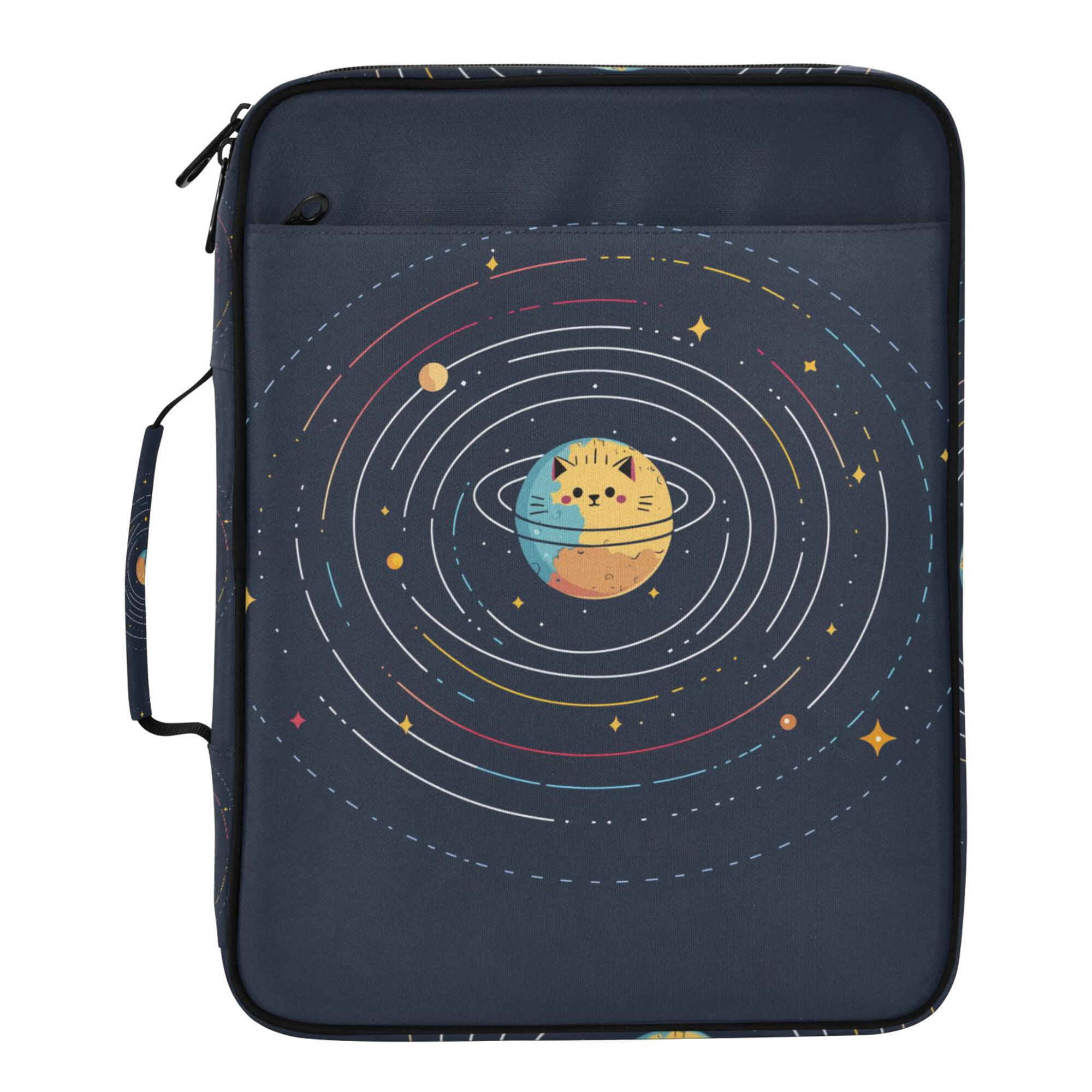 FORMRS Accordion File Folder A4 Size 7-Pocket Expanding Document Organizer Bag with 3 Ring Binder, Cat Planet
