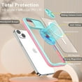 thumbnail image 2 of Clear Case Compatible with iPhone 15 Plus MagSafe Slide Camera Cover, [Strong Magnets][Anti Yellow] Anti Scratch Acrylic Back Soft Frame, 1 Screen Protector for iPhone 15 Plus 6.7"(Pink+Teal), 2 of 17