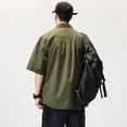 thumbnail image 5 of Camisa de manga corta con botones y bolsillos para hombre, estilo japonés, estilo cárdigan informal, a la moda, para verano, 5 of 5