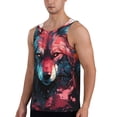 thumbnail image 2 of KLL Red Flame Wolf Head Print Men's Muscle Gym Workout Stringer Tank Tops Bodybuilding Fitness T-Shirts Tank Tops Men-4X-Large, 2 of 7