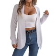 thumbnail image 3 of Womens Long Sleeve Open Front Cardigan Chunky Knit Draped Sweaters Outwear White L, 3 of 9
