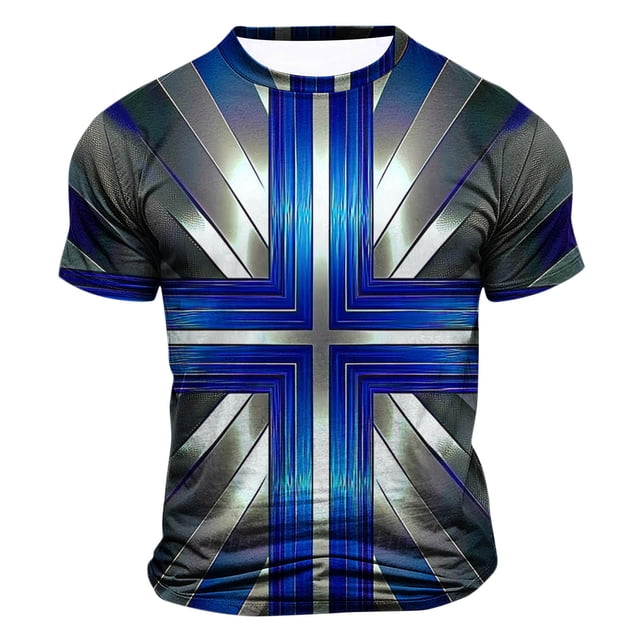 WAENQINLA T-Shirts Graphiques 3D pour Hommes Mode Croix Imprimée Décontractée Manches Courtes Tee Léger Col Rond Muscle Shirt