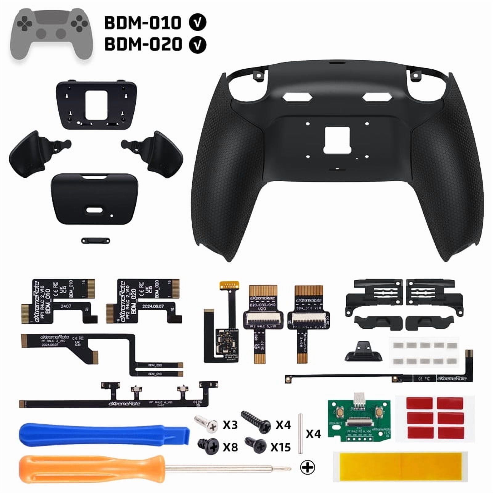 eXtremeRate RISE Plus MAX Back Paddles Kit with Clicky Trigger Stops & Rubberized Grip for PS5 Controller BDM-010 020, Remappable Back Buttons Kit for PS5 Controller - Black - NO Controller