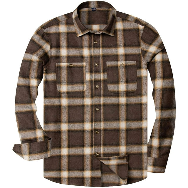 Chemise en Flanelle Décontractée pour Homme à Carreaux à Boutons