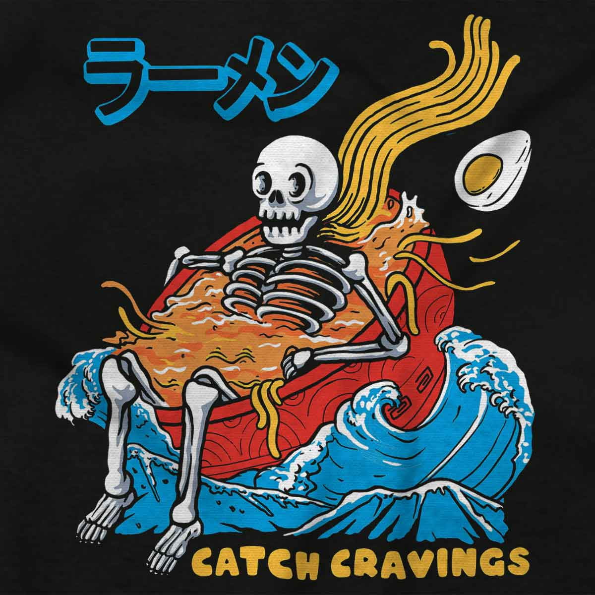 Skeleton Ramen Surf Catch Cravings Long Sleeve TShirt Men Women Brisco Brands S