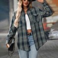 thumbnail image 4 of Towmus Womens Button Down Flannel Shirts Plus Size Fashion Long Sleeve Plaid Shackets Business Casual Blouse Tops, 4 of 7