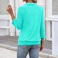 thumbnail image 3 of Womens Collared V-Neck 3/4 Sleeve Loose Fit Polo Shirts Summer Business Casual Tops, 3 of 6