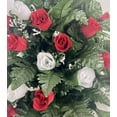 thumbnail image 3 of Door and Decor 24” Artificial Silk Red and White Roses Memorial Bouquet, 3 of 5