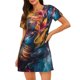 thumbnail image 1 of Fotbe Vibrant Rooster Painting Bata de Dormir para Mujer con Estampado, Camisón de Algodón de Manga Corta, Ropa de Dormir Casual, 1 of 6