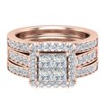 thumbnail image 4 of Princess Cut Quad Halo Double Band Wedding Ring Set 2.90 CTW 14K Rose Gold, 4 of 5