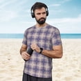 thumbnail image 4 of Wukai Heart Check Plaid Print Men's Short-Sleeved Mesh T-Shirt,Quick-Dry Short Sleeve Workout T-Shirt-Small, 4 of 8