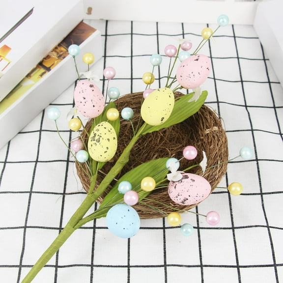 Gallickan Artificial Easter Flowers, Easter Sprays With Easter Eggs And Berries Spring Floral Stems Twig Branches For Easter Arrangement Centerpiece