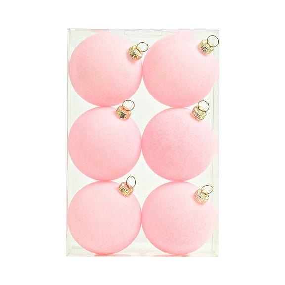 Christmas Balls Ornament for Xmas Tree Holiday Party Decor, Velvet Balls Ornaments 6pcs 2.36-Inch For Christmas Tree Baby Shower Girls First Christmas Decorations Birthday Party