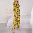 thumbnail image 3 of Honeii Bees and Sunflowers print Women's Pajama Sets Long Sleeve Button Down Sleepwear Nightwear Soft Pjs Lounge Sets-X-Large, 3 of 7