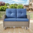 thumbnail image 5 of Gymojoy Outdoor 2-Person Wicker Rocking Bench,Patio Glider Porch Loveseat 2 Seater Couch Sofa with Cushions for Backyard,Porch,Balcony, 5 of 7