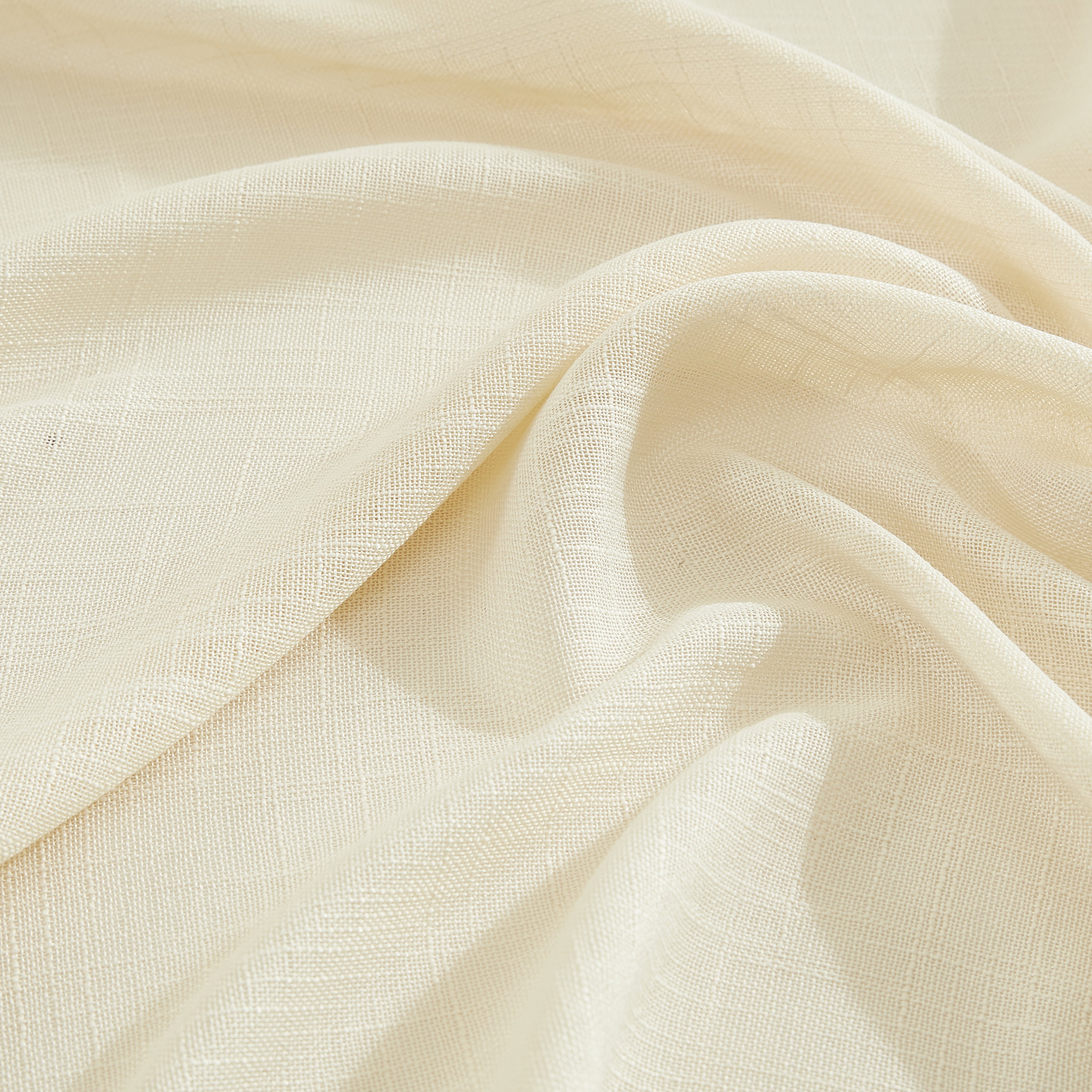 THD Lynda Faux Linen Textured Semi Sheer Light Filtering Window Rod Pocket Thick Drapery Panels Curtains for Bedroom & Living Room, Pair