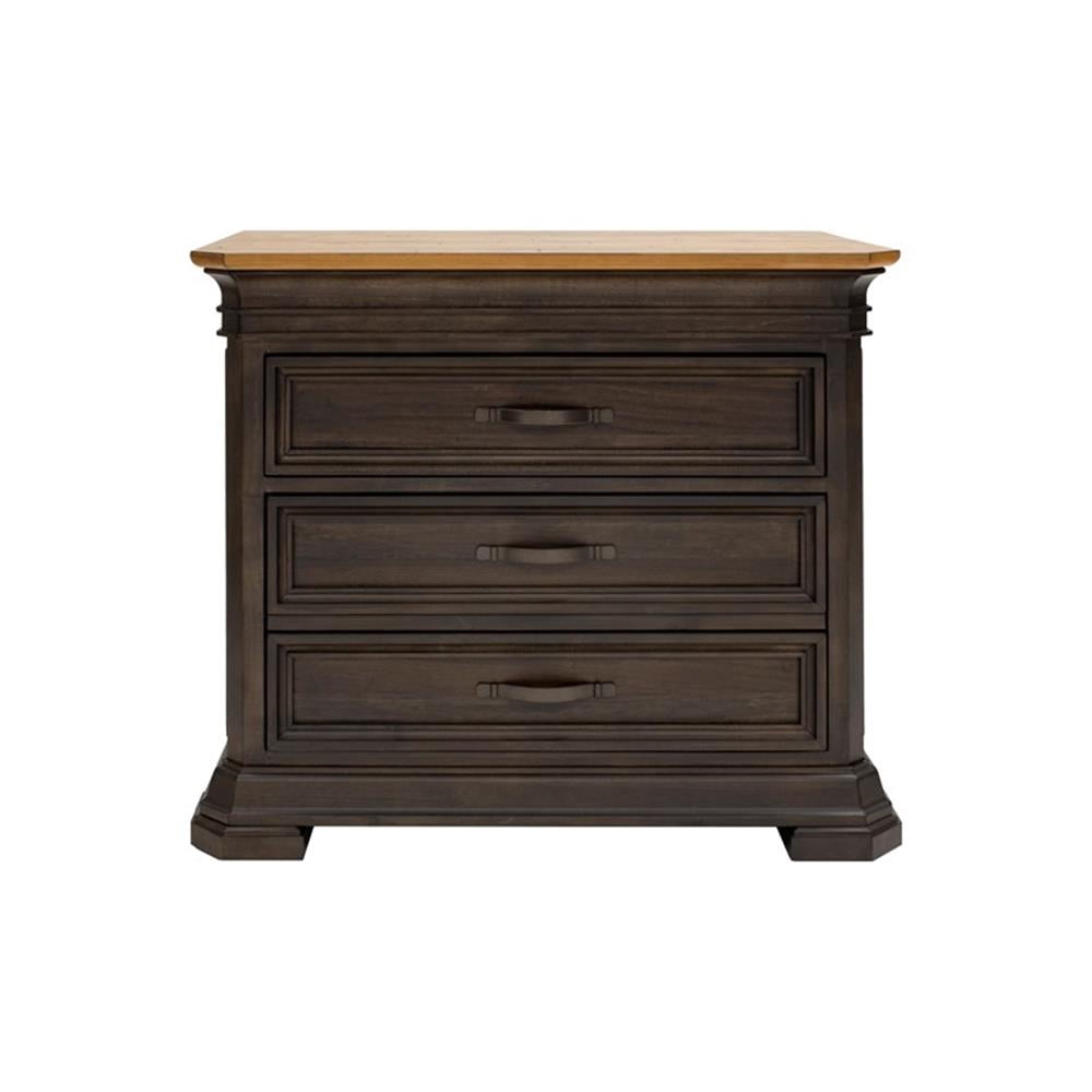 Bowery Hill Wood Brown Filing Cabinet Rectangular Solid Wood Plank Top 36"W x 3"H x 22"D Assembled