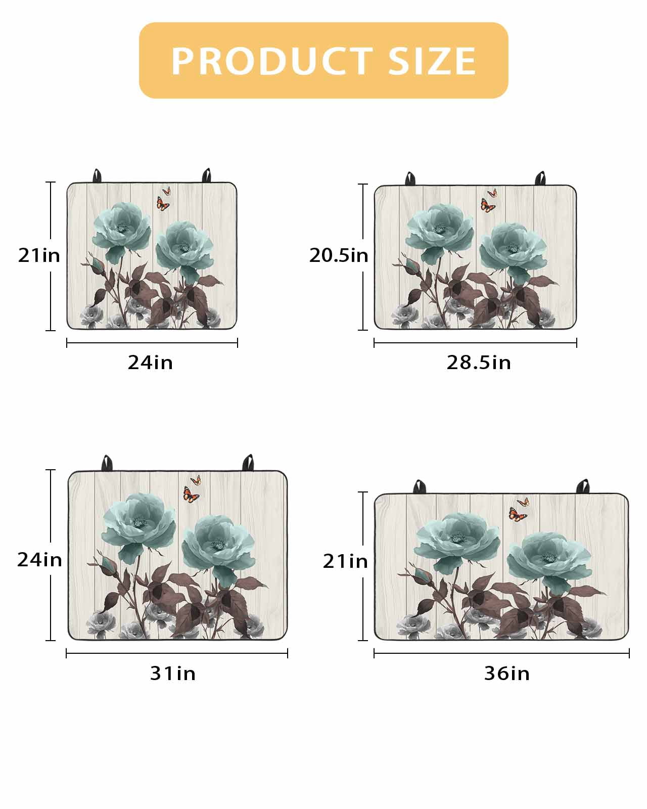nqOlkjepod Large Induction Cooktop Protector Mat 24"x21", Teal Flowers Stove Top Covers for Electric Stove, Farmhouse Florals Butterfly Wooden Grain Stove Burner Cover Mats, Glass Top Stove Cover