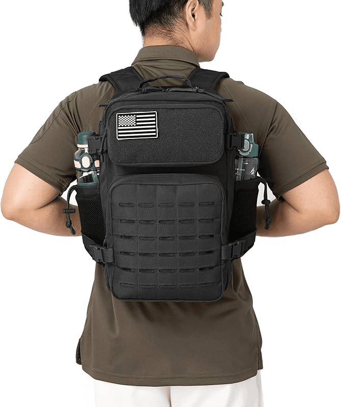 25L/45L Durable Nylon Hiking Backpack for Men, Multi-Day Camping & Travel Backpack with MOLLE System & Side Bottle Pockets