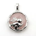 thumbnail image 4 of K-KED 5pcs Natural Quartz Agate Gem Stone Rabbit Pendants Magic Reiki Healing Amulet-Rose Quartz, 4 of 9