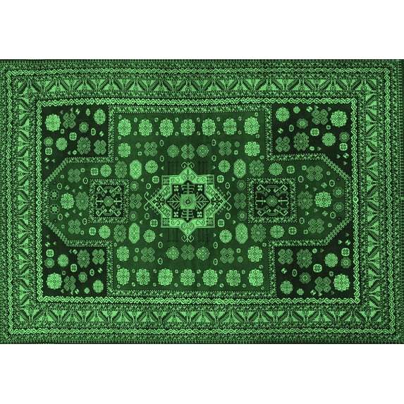 Ahgly Company Indoor Rectangle Persian Emerald Green Traditional Area Rugs, 6' x 9'