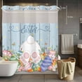 thumbnail image 5 of Easter No Hooks Shower Curtain with Snap-in Liner Spring White Rabbit Tail Eggs Floral Blue Wood Grain Shower Curtains for Bathroom, Waterproof, Easy Install, Washable 72"x72", 5 of 9